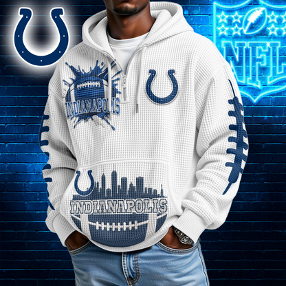 IC Premium NFL Waffle Zipper Long Sleeve Hooded Sweatshirt DDT CTND