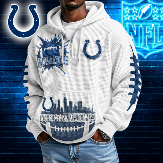 IC Premium NFL Waffle Zipper Long Sleeve Hooded Sweatshirt DDT CTND