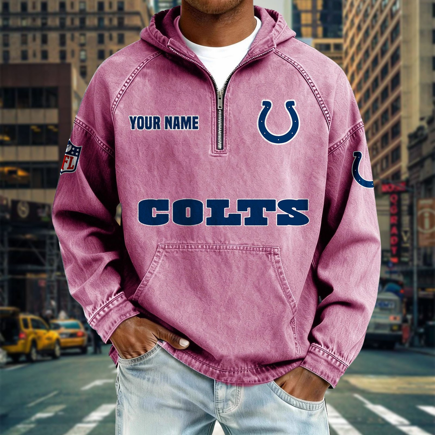 IC x NFL Denim Long - Sleeved Hooded Sweatshirt DDT NTL