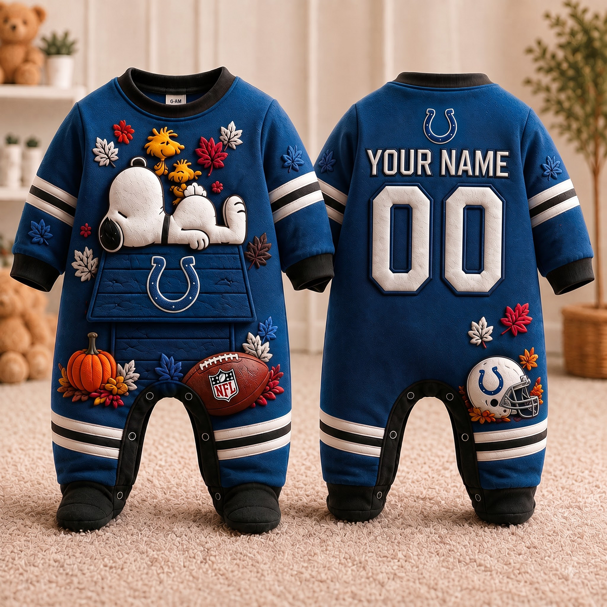 IC_Personalized NFL Football Baby Onesie – Custom Name & Number