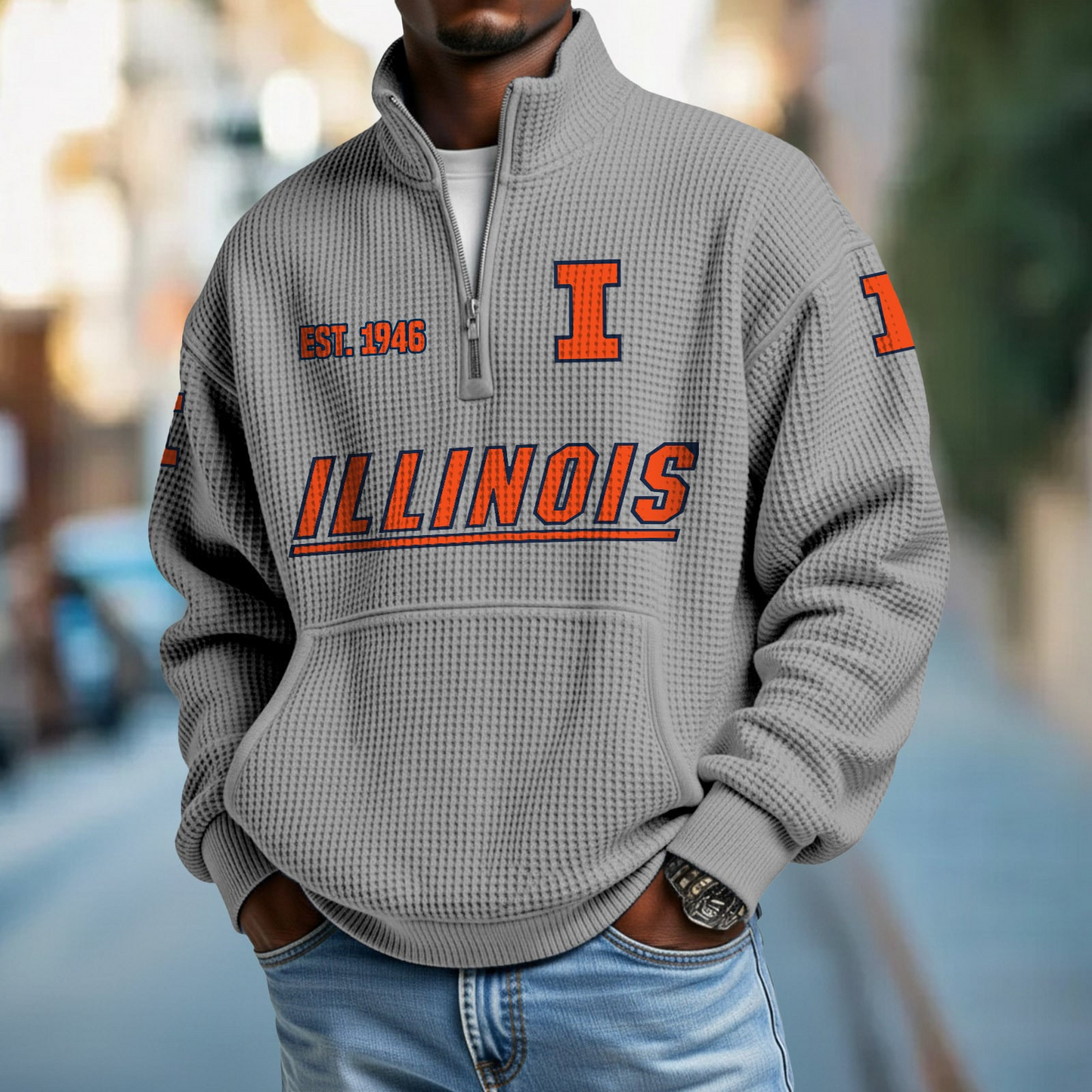 ILL x College Football - Waffle Stand Collar Half Zip Sweatshirt DatND DVT