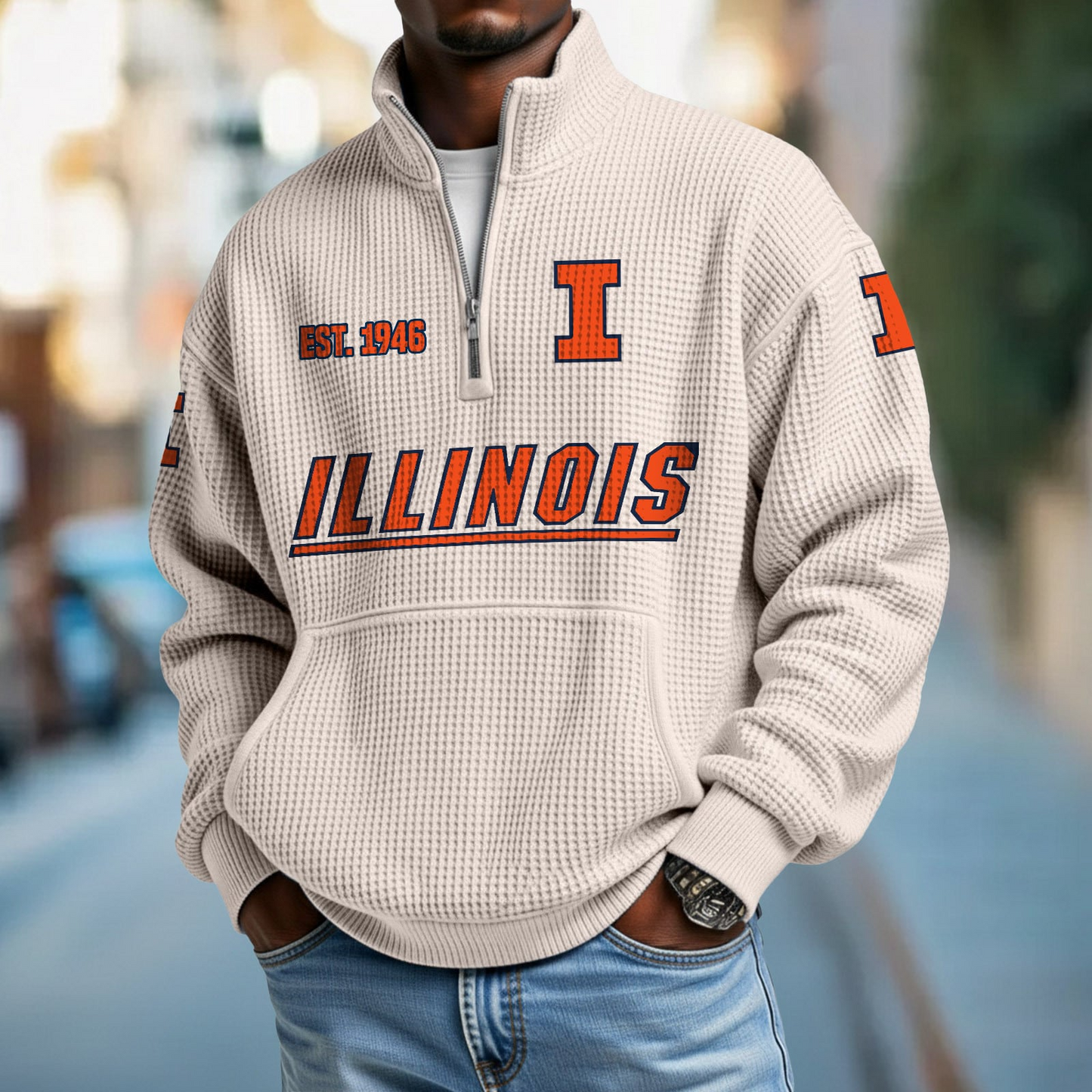 ILL x College Football - Waffle Stand Collar Half Zip Sweatshirt DatND DVT