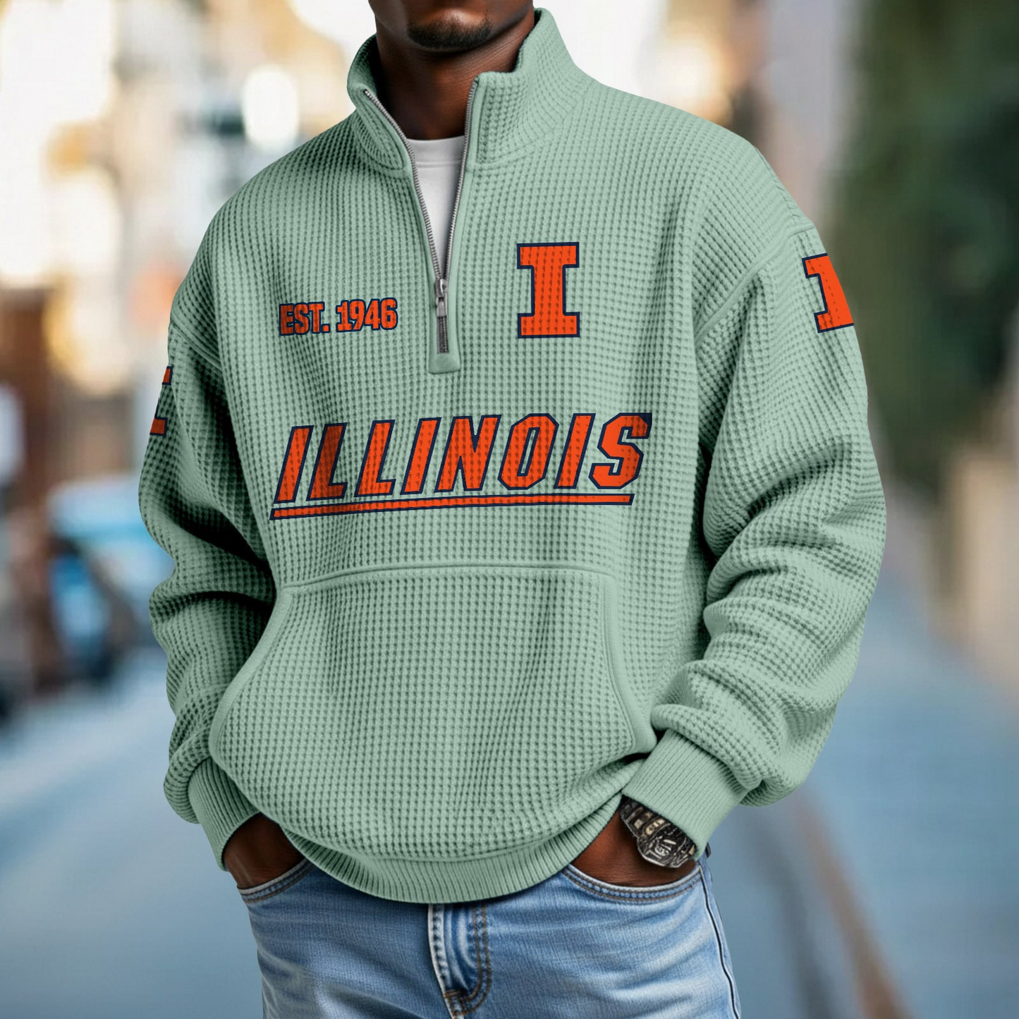 ILL x College Football - Waffle Stand Collar Half Zip Sweatshirt DatND DVT