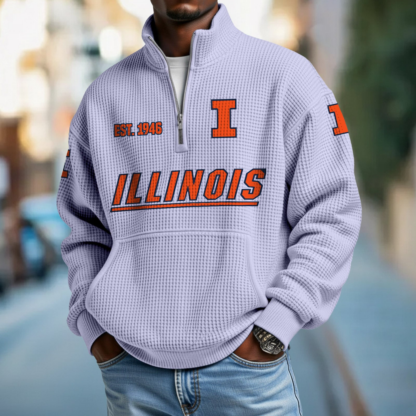 ILL x College Football - Waffle Stand Collar Half Zip Sweatshirt DatND DVT