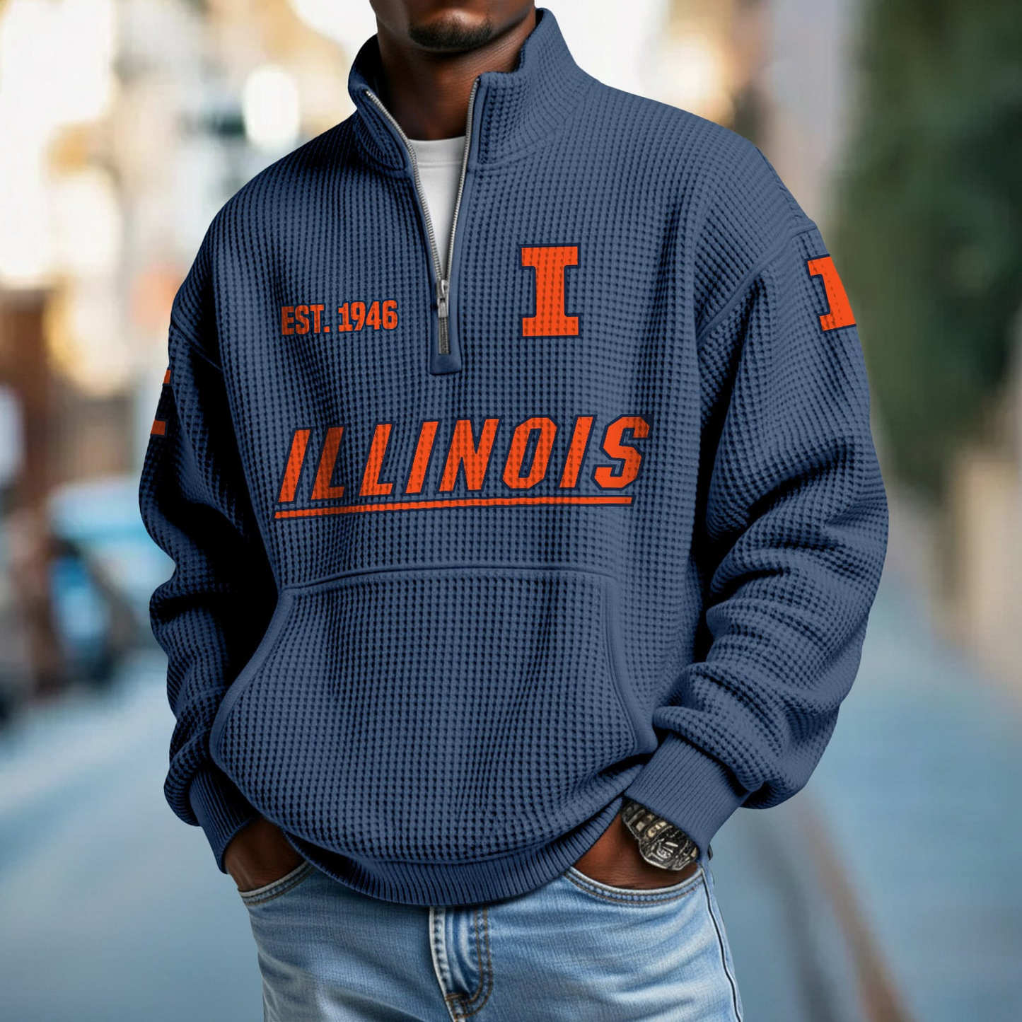 ILL x College Football - Waffle Stand Collar Half Zip Sweatshirt DatND DVT