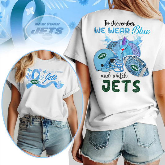 IN NOVEMBER WE WEAR BLUE AND WATCH NYJ SHIRT NDT NHM