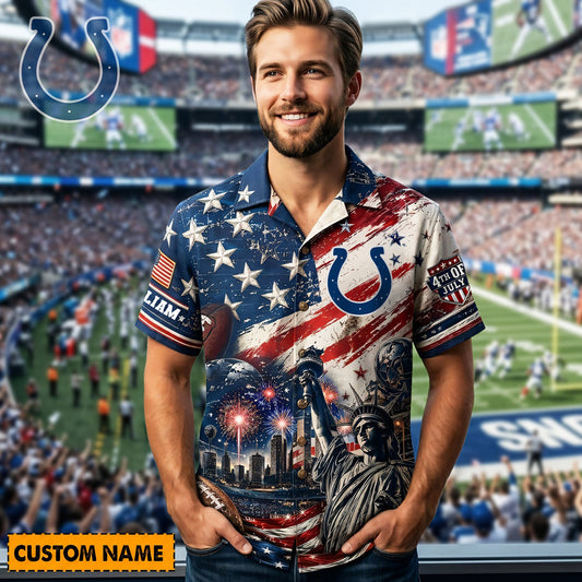 IND X PREMIUM NFL Personalized Proud American Hawaiian Shirt 190626