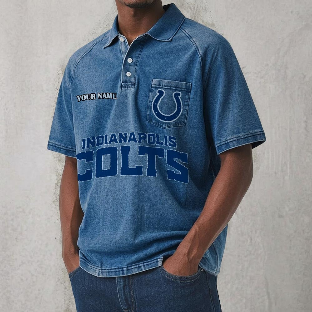 IND x NFL Men's Distressed Turn-Down Collar Polo DATND TANTD 250526