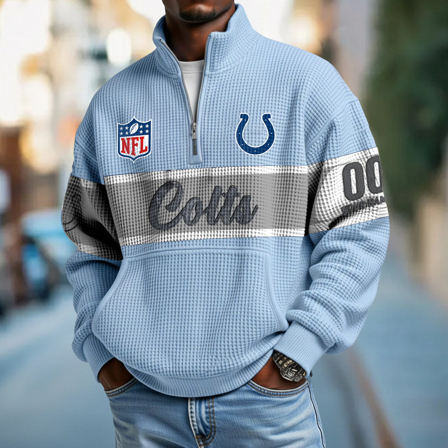 IND x NFL Quarter-Zip Waffle Pullover DATND TANTD