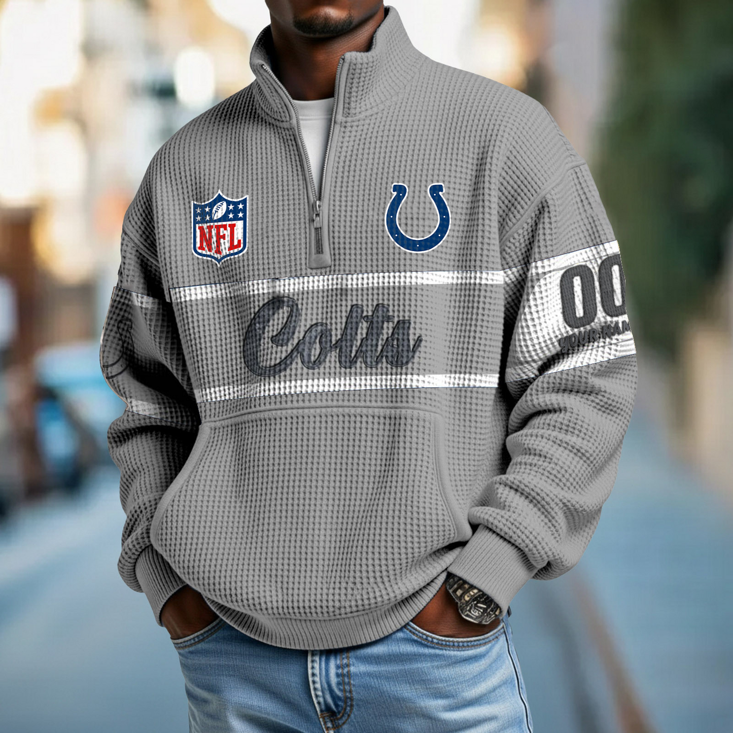 IND x NFL Quarter-Zip Waffle Pullover DATND TANTD