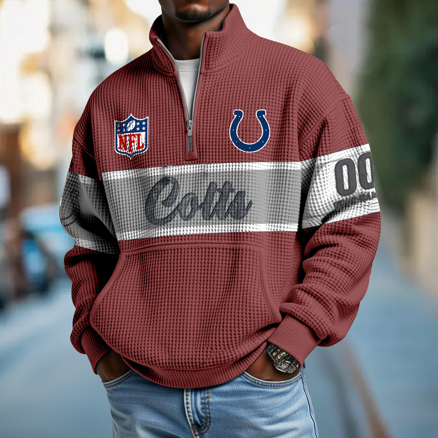 IND x NFL Quarter-Zip Waffle Pullover DATND TANTD