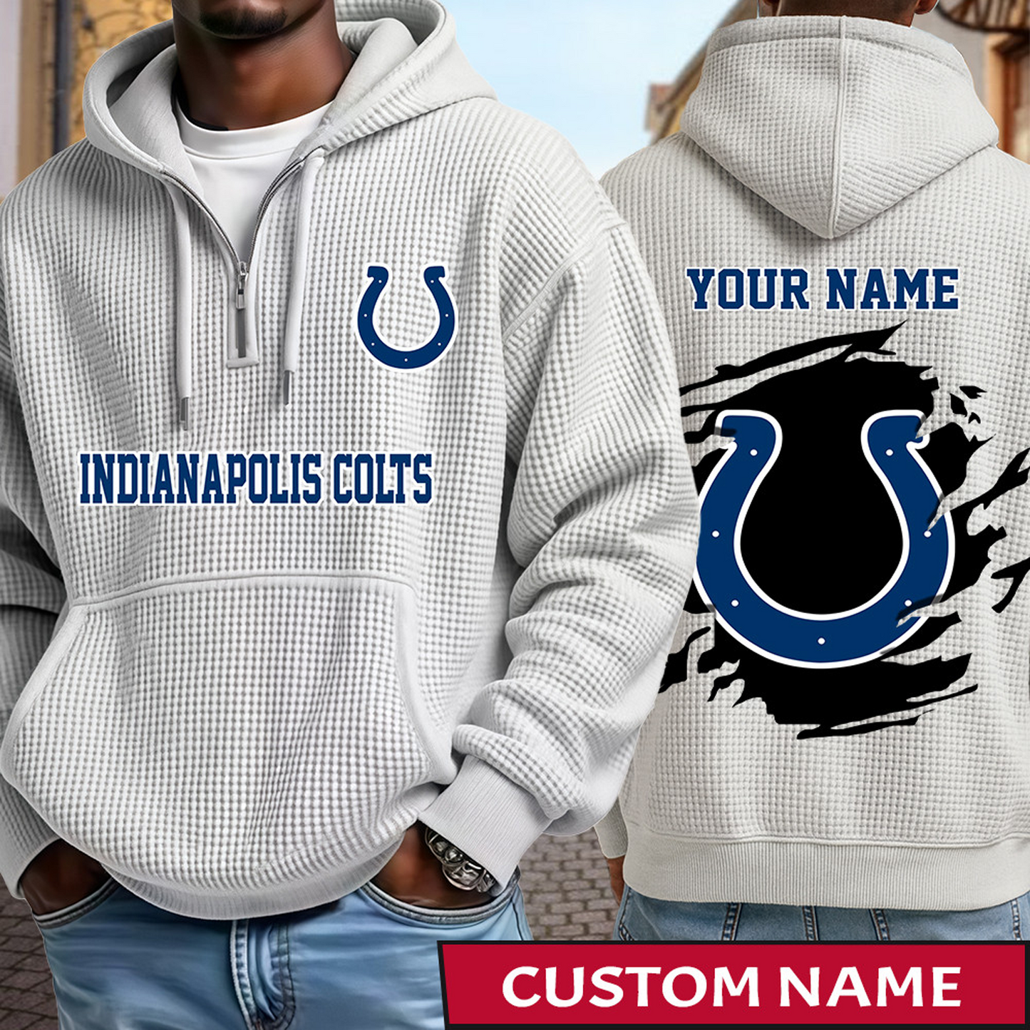 IND x NFL Waffle Half Zip Hoodie DATND TANTD
