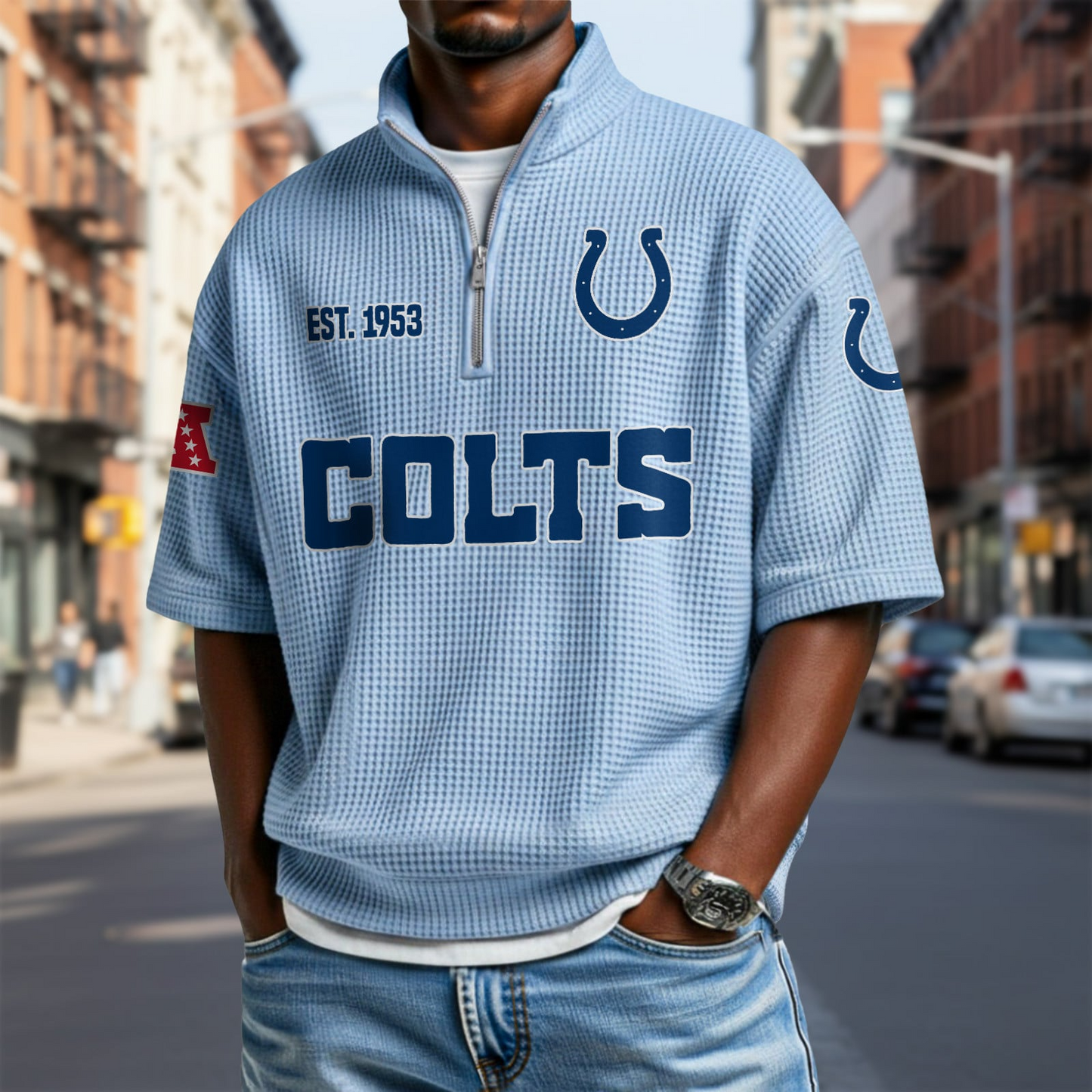 IND x NFL Waffle Short Sleeve Polo Shirt DatND DVT