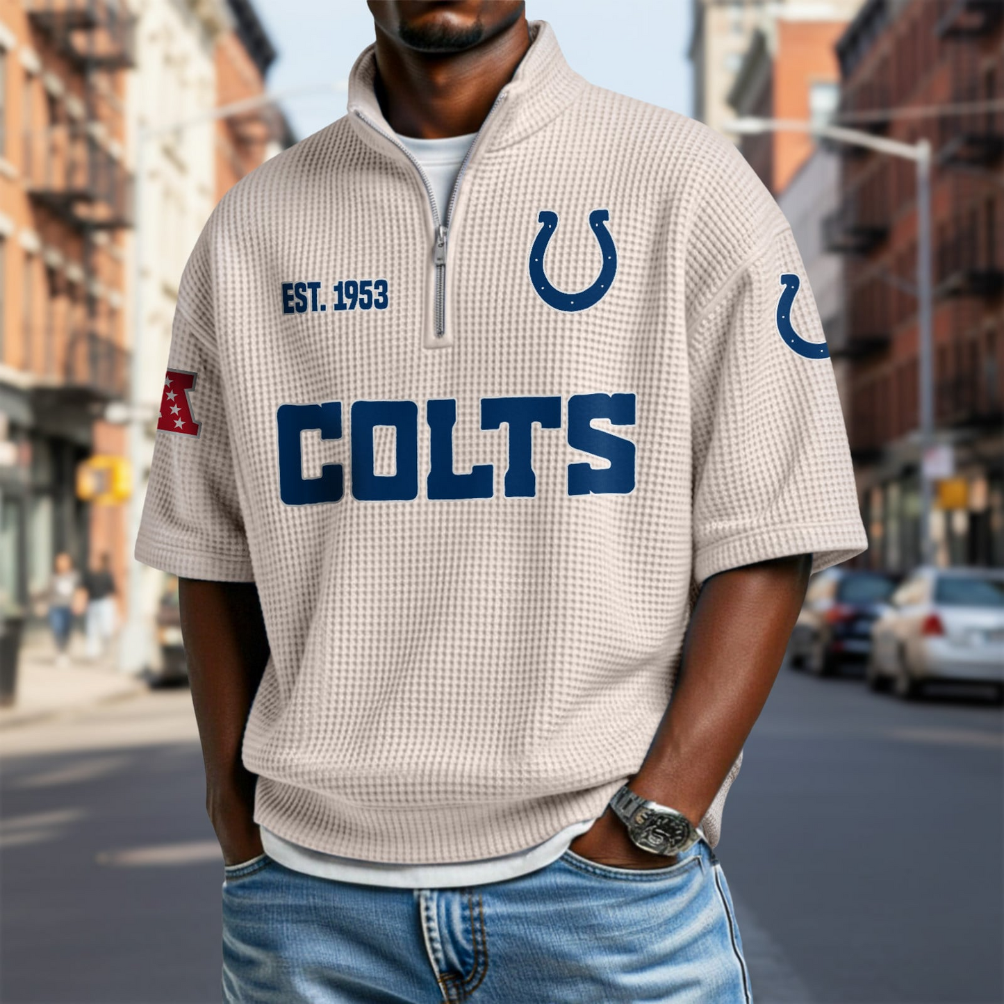 IND x NFL Waffle Short Sleeve Polo Shirt DatND DVT
