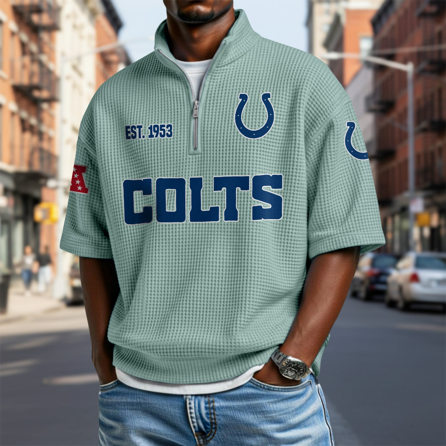 IND x NFL Waffle Short Sleeve Polo Shirt DatND DVT