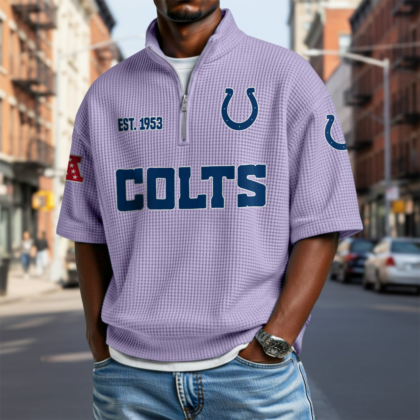IND x NFL Waffle Short Sleeve Polo Shirt DatND DVT