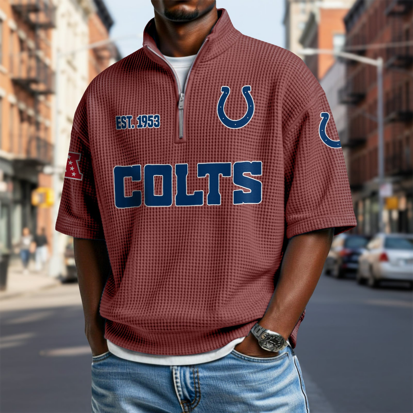 IND x NFL Waffle Short Sleeve Polo Shirt DatND DVT