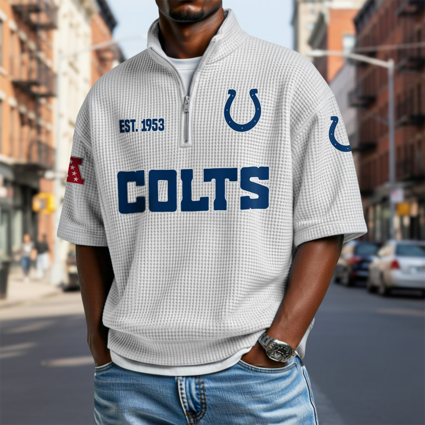 IND x NFL Waffle Short Sleeve Polo Shirt DatND DVT