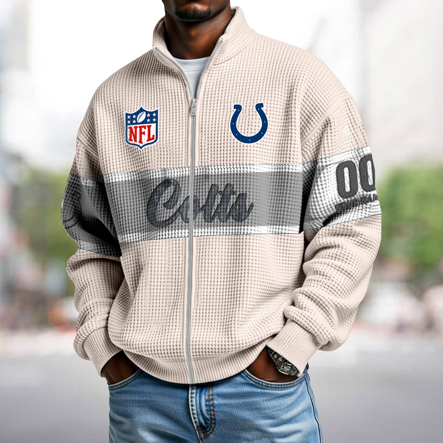 IND x NFL Waffle Zip-Up Sweatshirt DATND TANTD