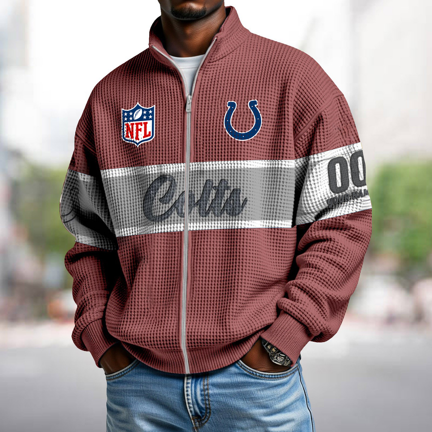 IND x NFL Waffle Zip-Up Sweatshirt DATND TANTD