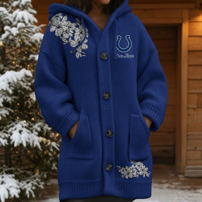 IND x NFL Women's Casual Knitted Hooded Cardigan DATND TANTD 211125