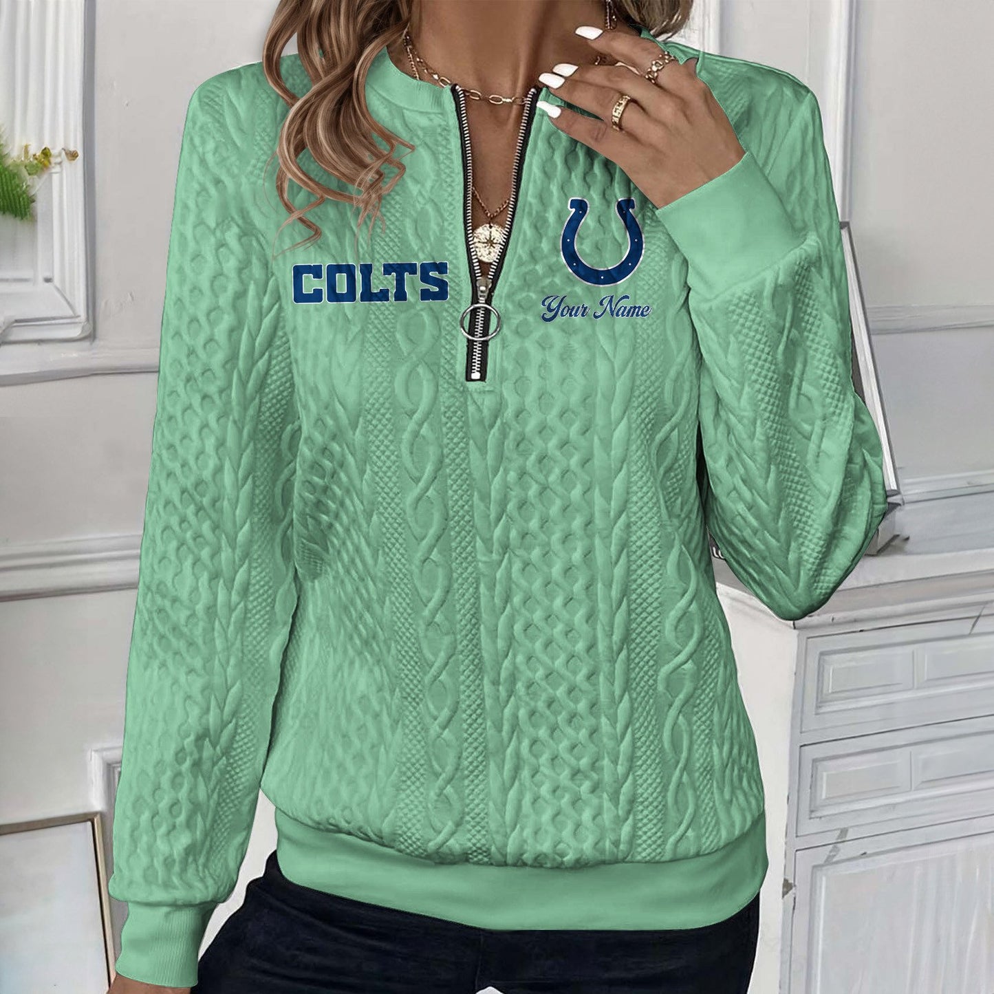 IND x NFL Women's Quilted Zip-UP Sweatshirt DatND DVT