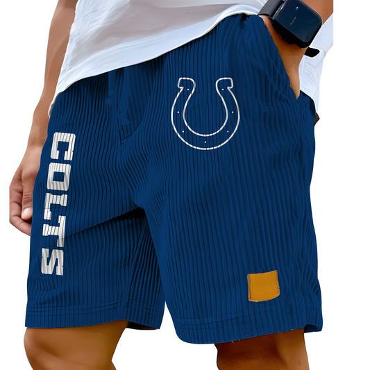 IND x NFL Vintage Embroidered Logo Corduroy Stylish Lace-up Casual Shorts DATND TANTD 220526