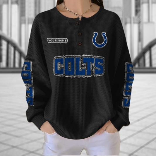 IND x NFL Personalized Waffle Knit Henley Sweatshirt 2005 DatND DVT