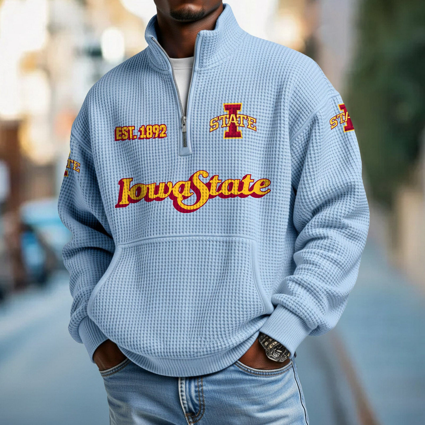 ISU x College Football - Waffle Stand Collar Half Zip Sweatshirt DatND DVT