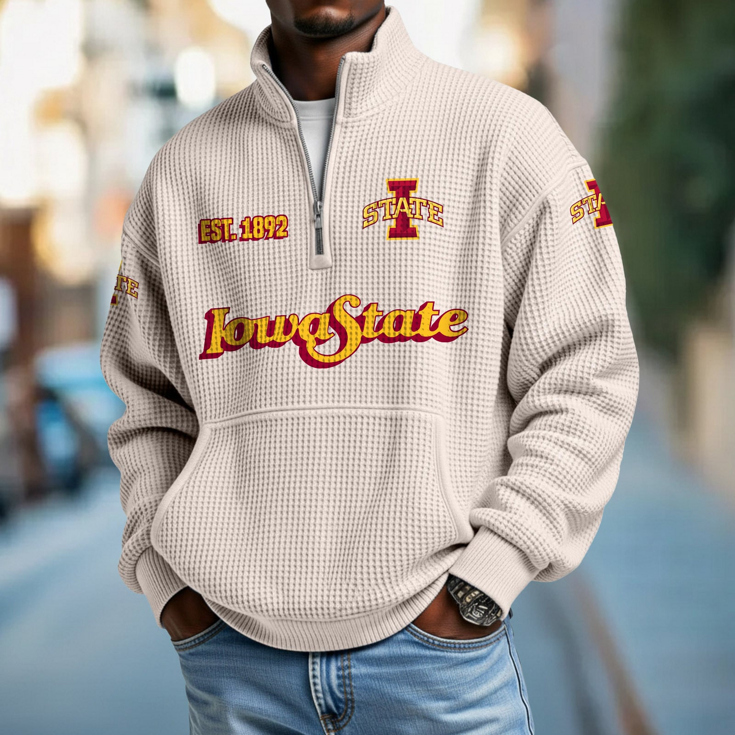 ISU x College Football - Waffle Stand Collar Half Zip Sweatshirt DatND DVT