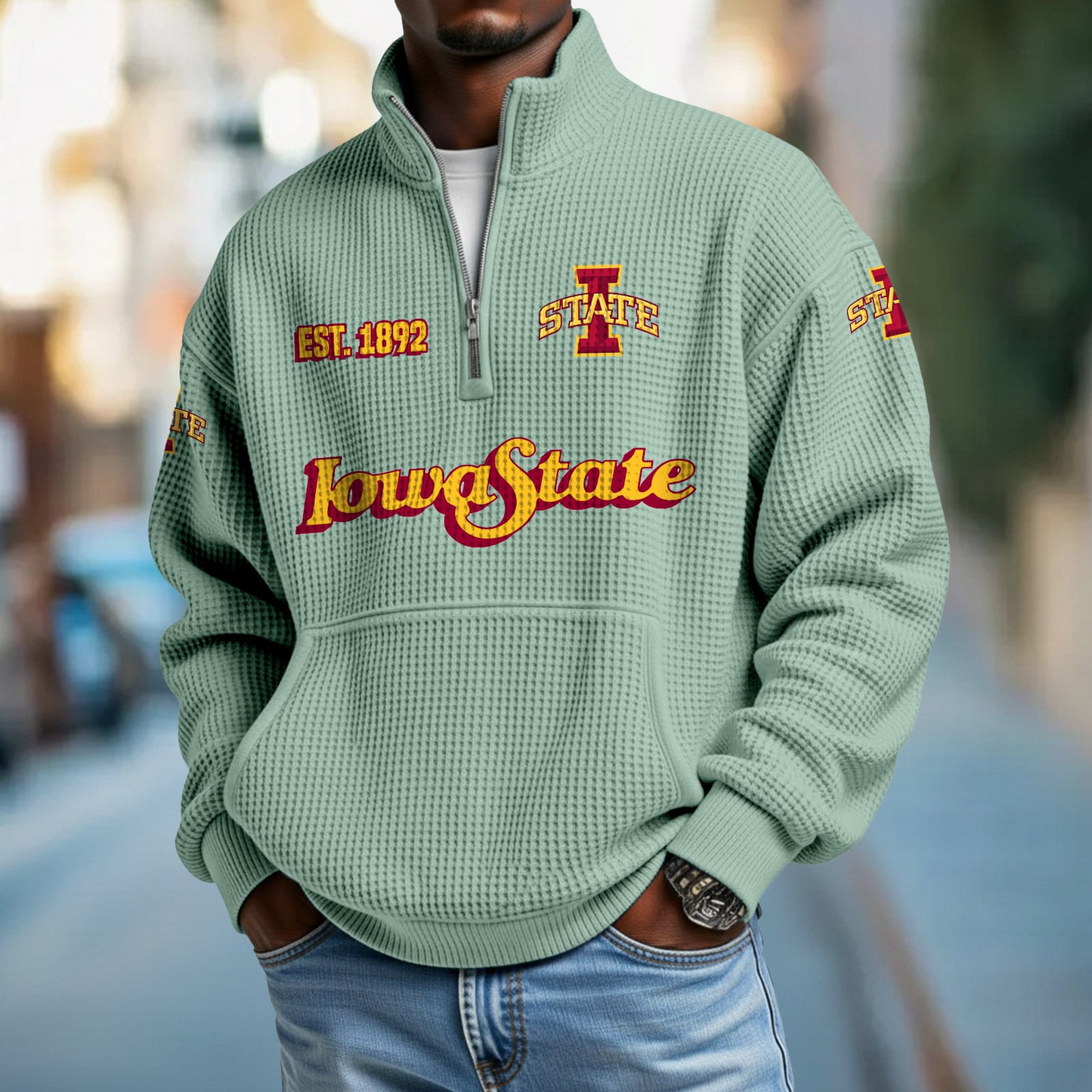 ISU x College Football - Waffle Stand Collar Half Zip Sweatshirt DatND DVT