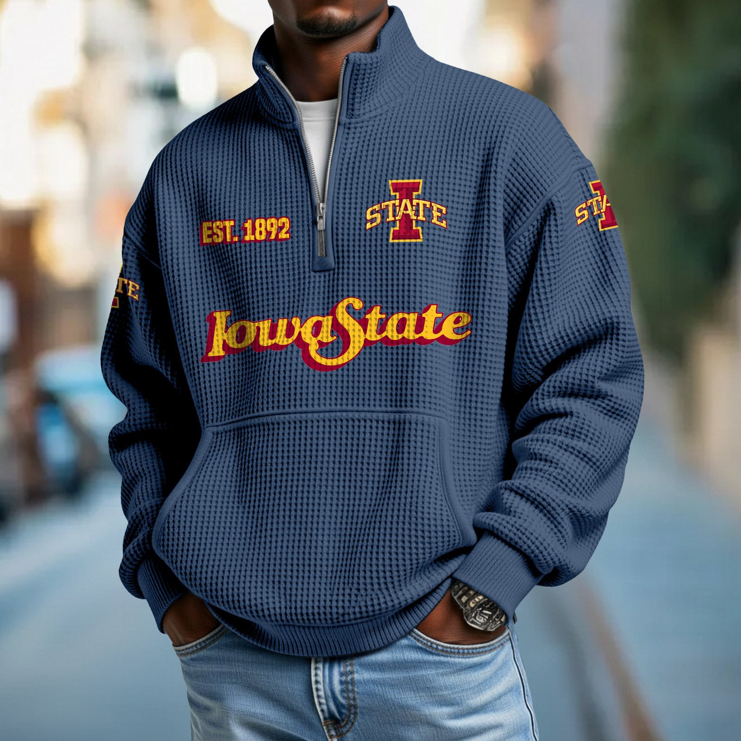 ISU x College Football - Waffle Stand Collar Half Zip Sweatshirt DatND DVT