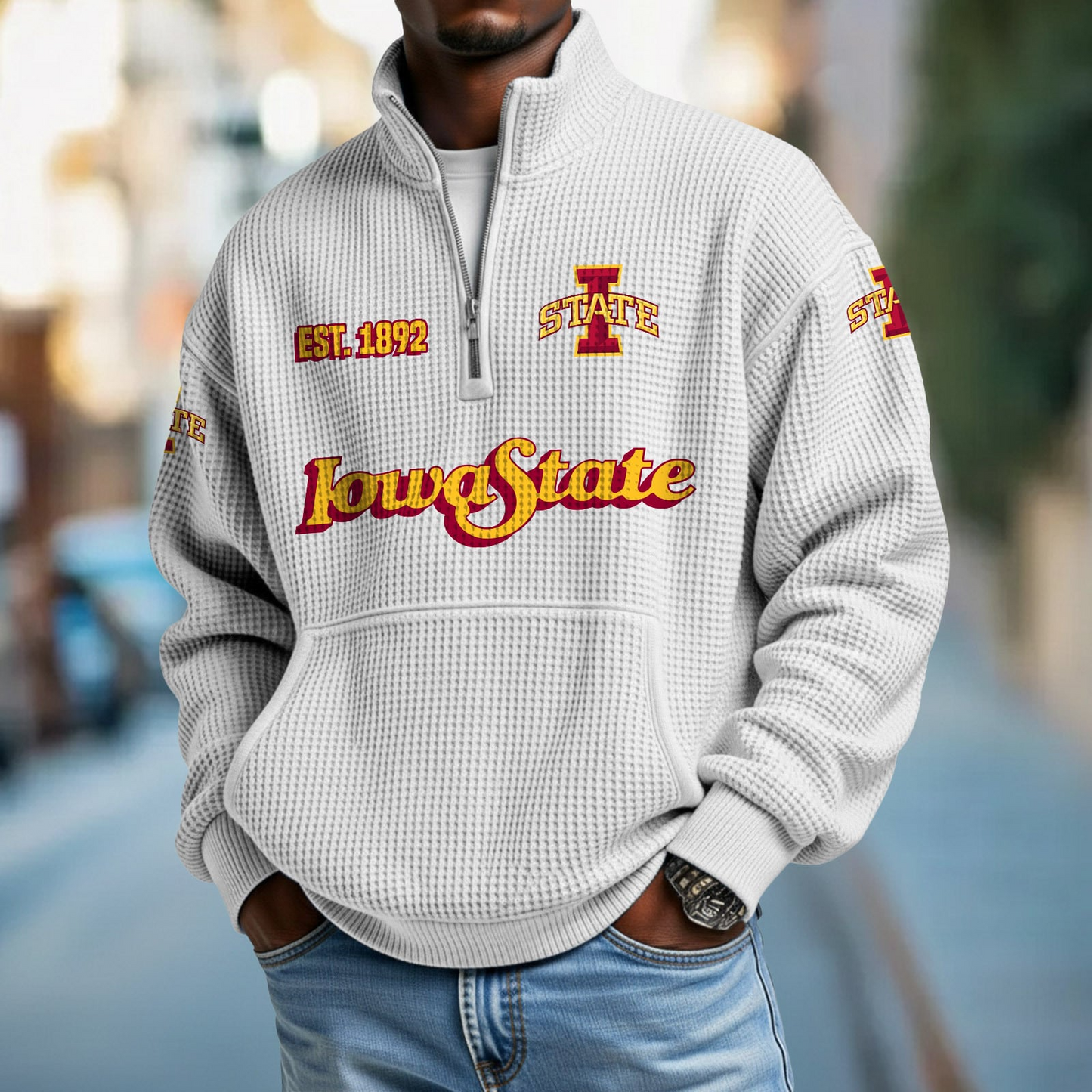 ISU x College Football - Waffle Stand Collar Half Zip Sweatshirt DatND DVT