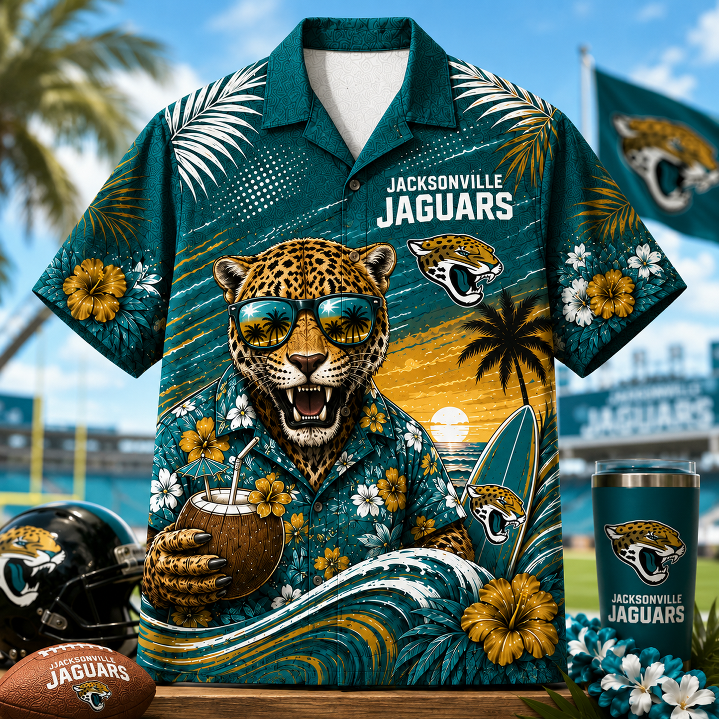 JAC x NFL Premium Beach Vibes Hawaiian Shirt