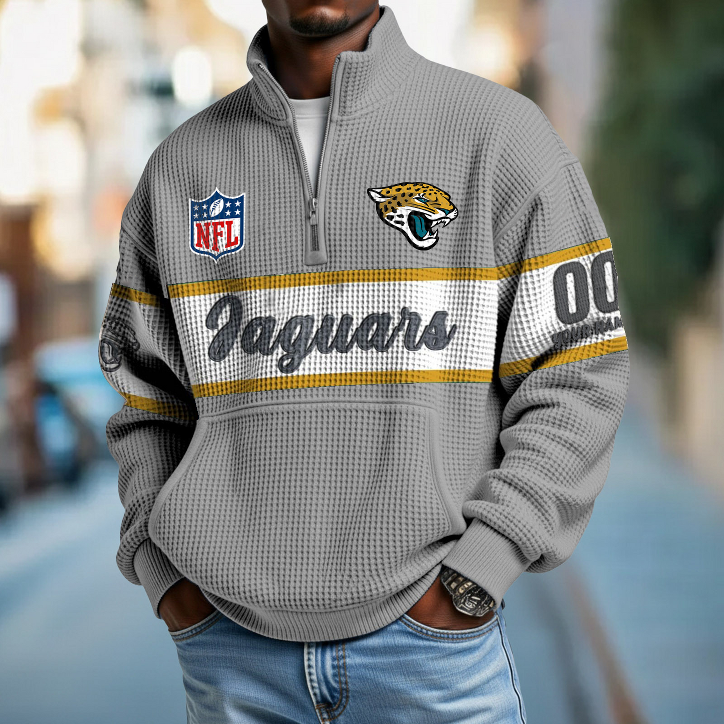 JAC x NFL Quarter-Zip Waffle Pullover DATND TANTD