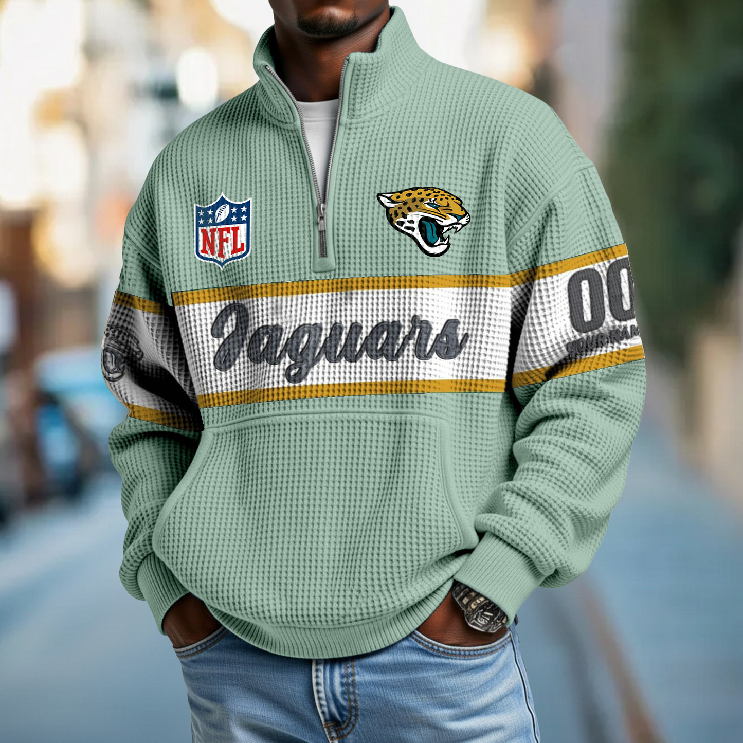 JAC x NFL Quarter-Zip Waffle Pullover DATND TANTD