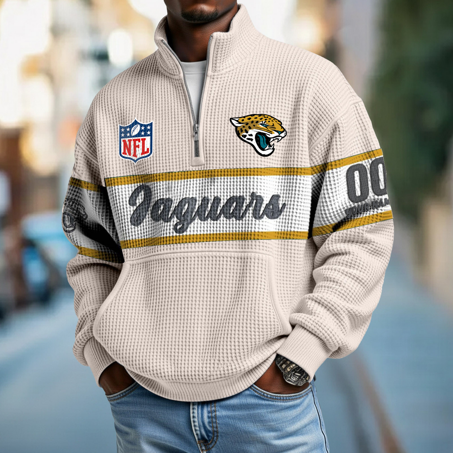 JAC x NFL Quarter-Zip Waffle Pullover DATND TANTD