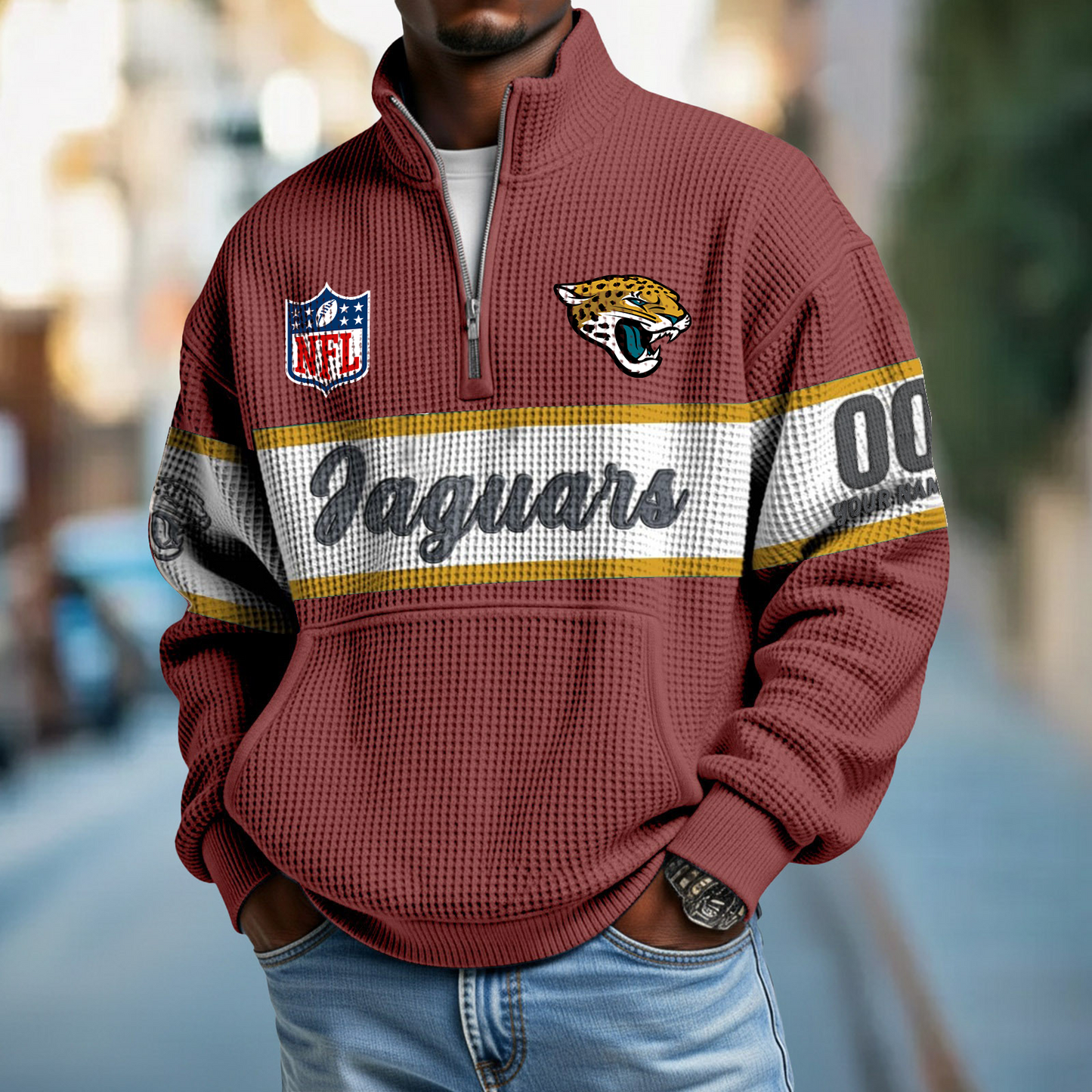 JAC x NFL Quarter-Zip Waffle Pullover DATND TANTD