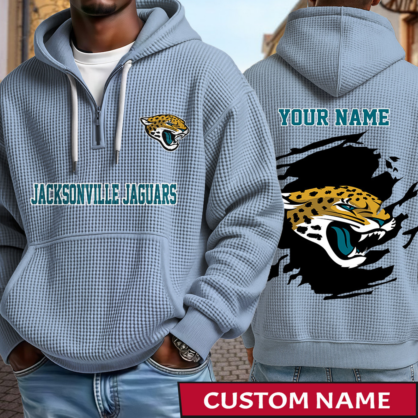 JAC x NFL Waffle Half Zip Hoodie DATND TANTD