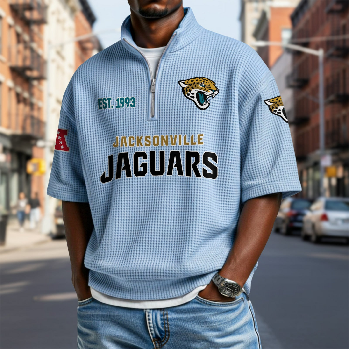 JAC x NFL Waffle Short Sleeve Polo Shirt DatND DVT