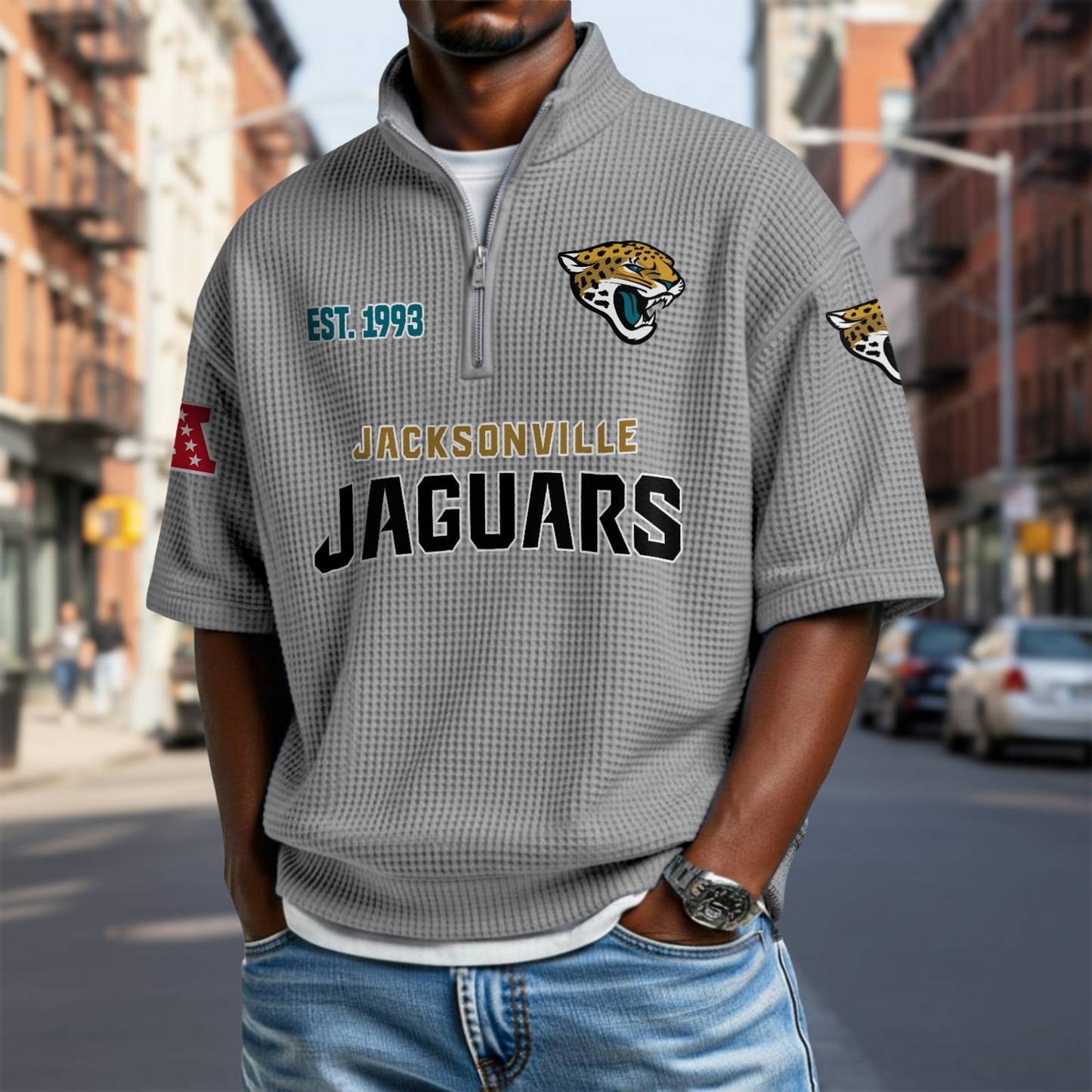 JAC x NFL Waffle Short Sleeve Polo Shirt DatND DVT