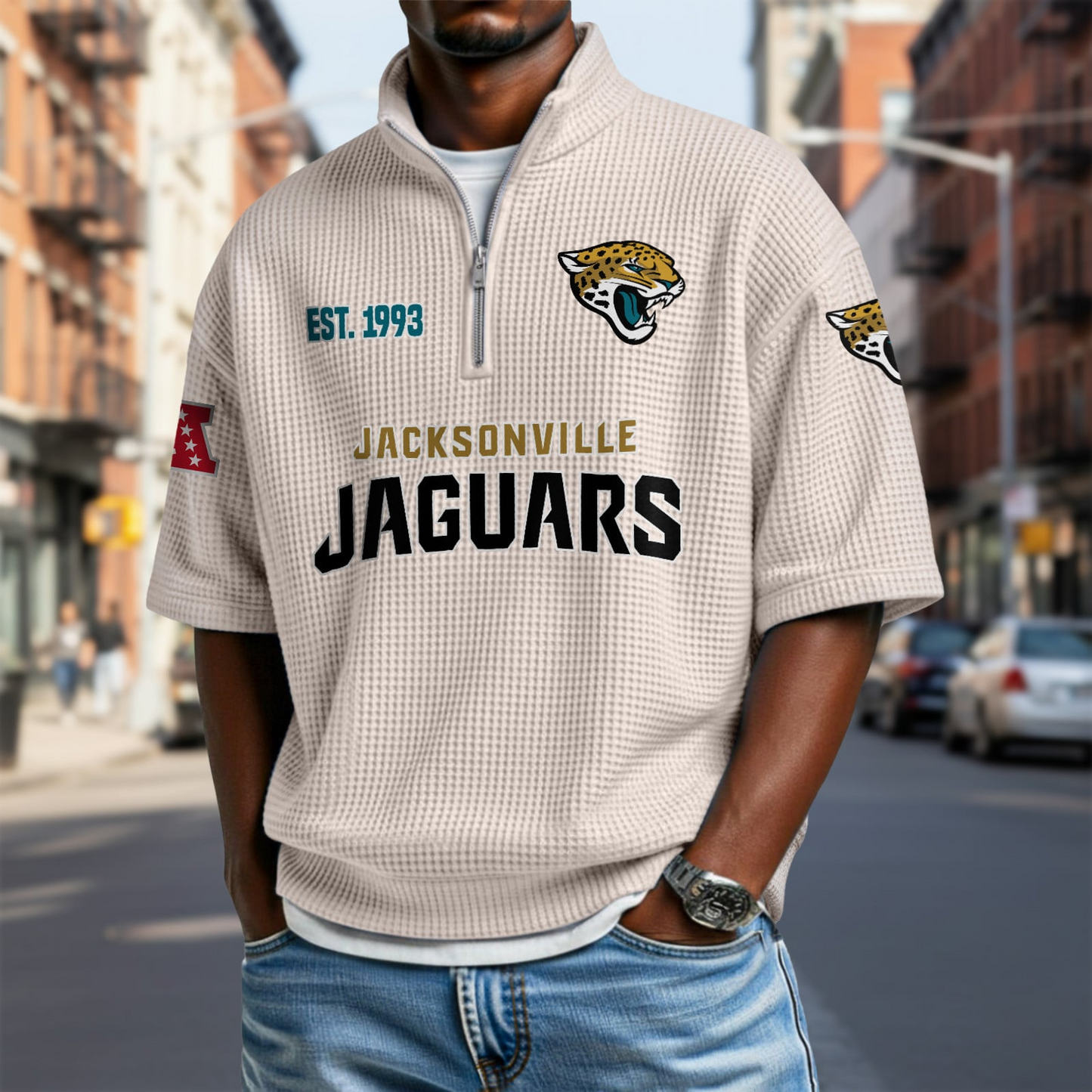 JAC x NFL Waffle Short Sleeve Polo Shirt DatND DVT