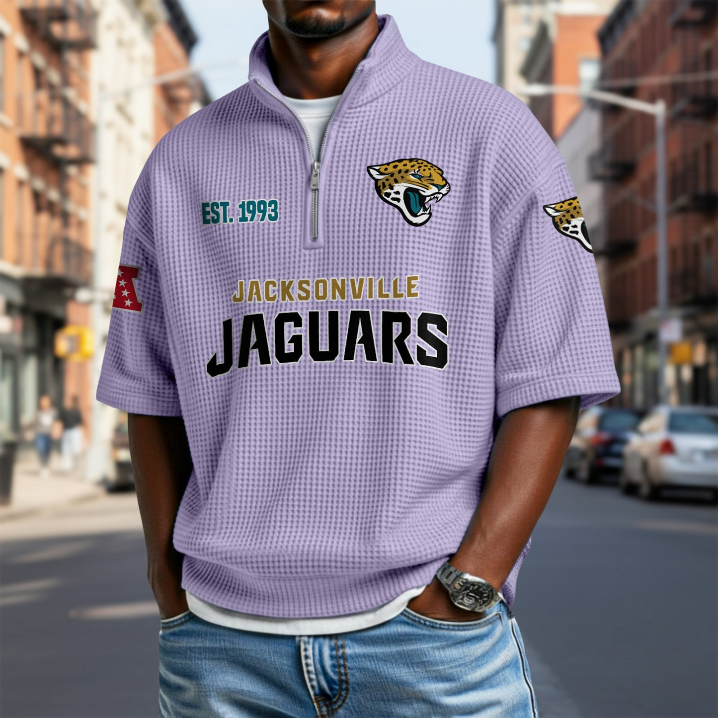 JAC x NFL Waffle Short Sleeve Polo Shirt DatND DVT