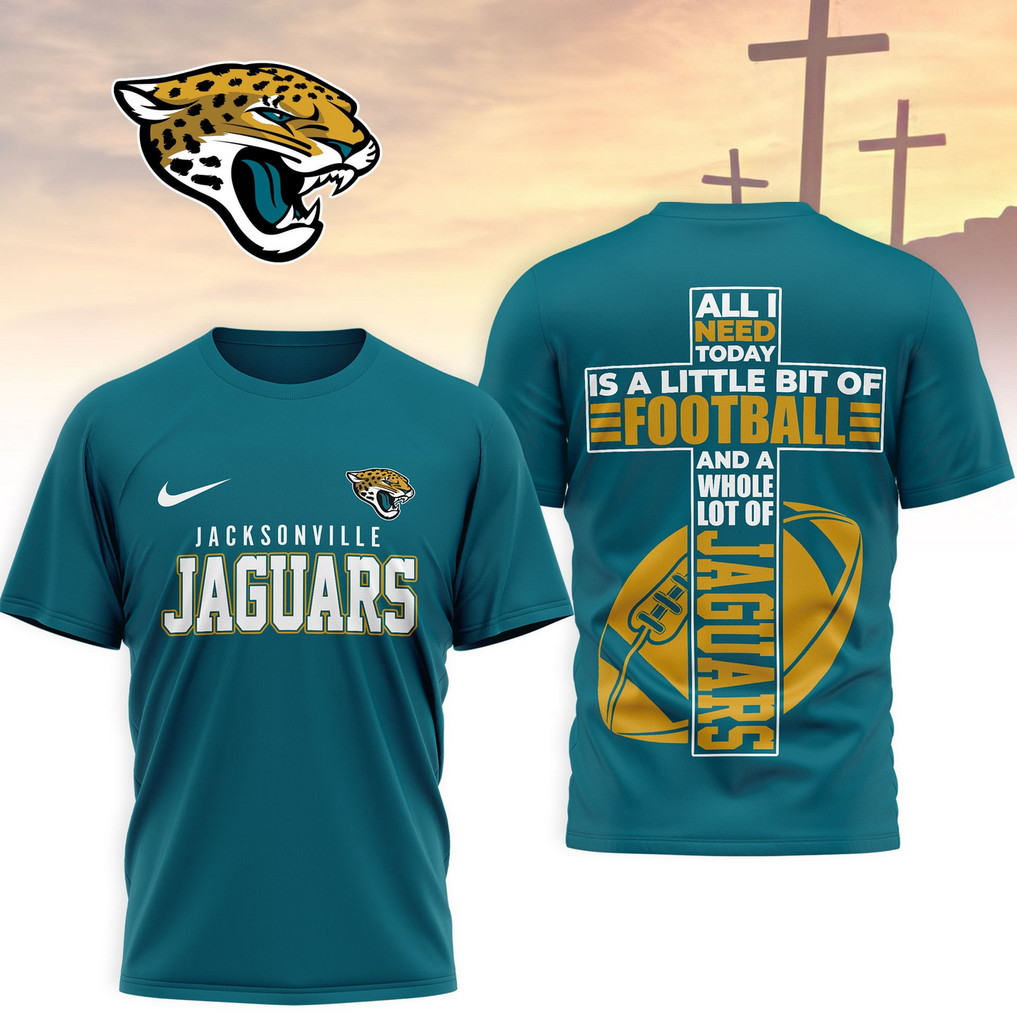 JAC x NFL Whole Lot of Football Christian Cross 3D Shirt