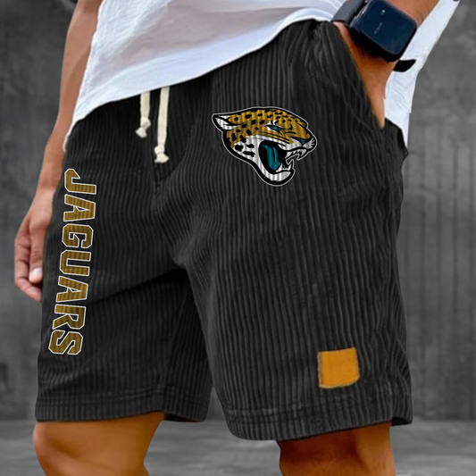 JAX x NFL Vintage Embroidered Logo Corduroy Stylish Lace-up Casual Shorts DATND TANTD 220526