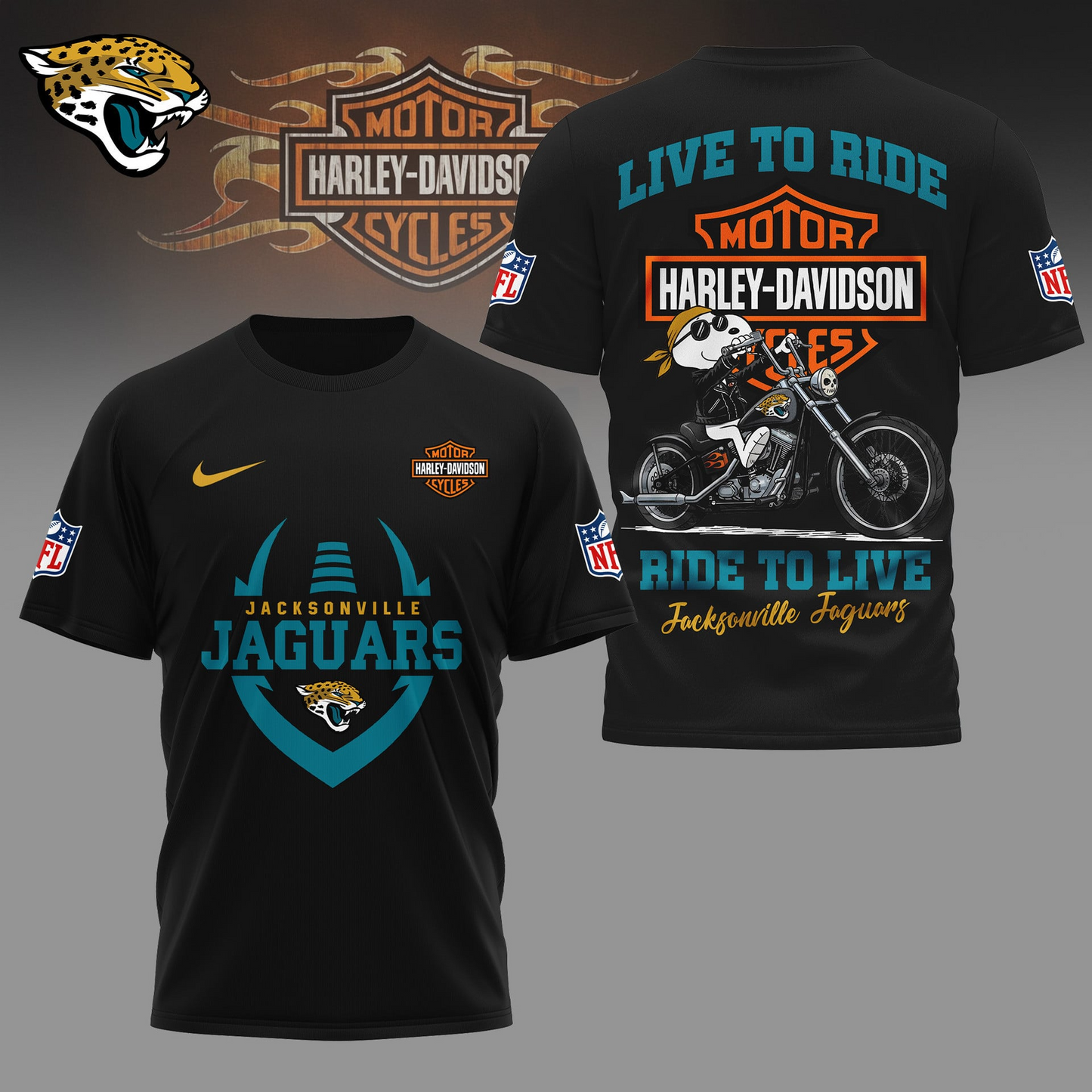 JJ Premium NFL Snoopy Motorcycle 3D Shirt DDT CTND