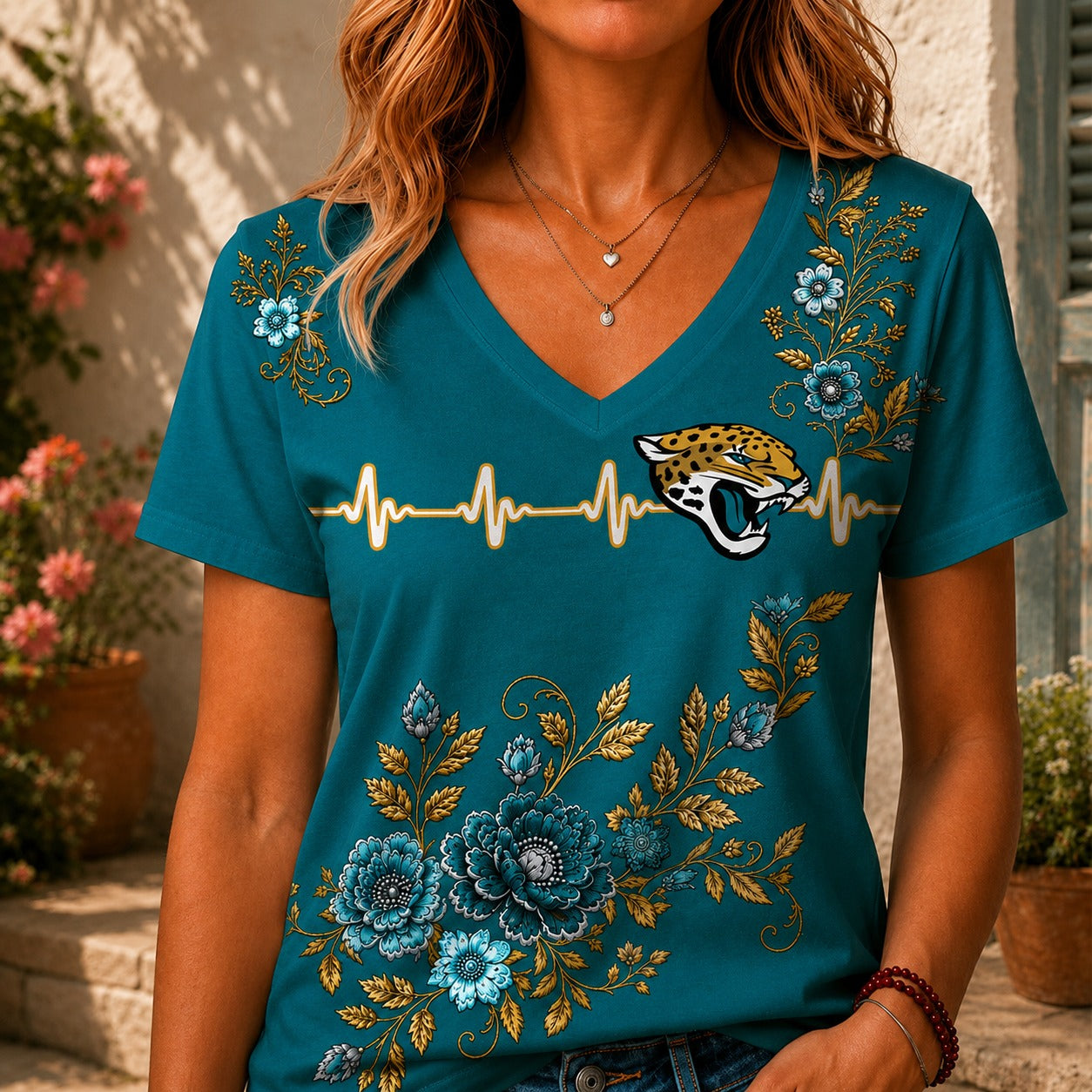 JJ x NFL Luxury Women V-Neck Shirt