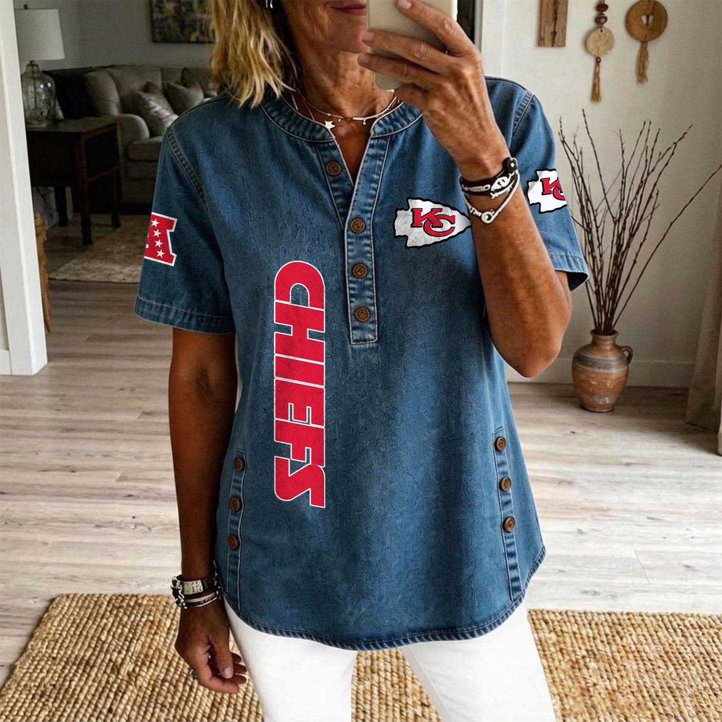 KAN x NFL Womenƒ??s Denim Casual Tops DATND LBN 190526