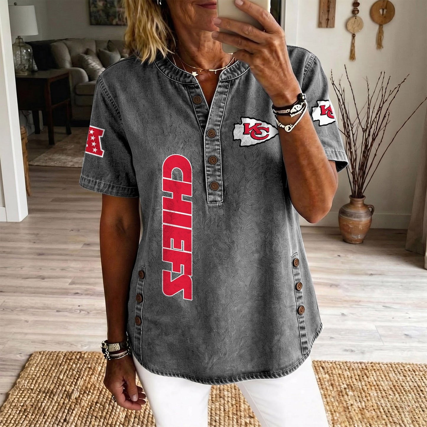 KAN x NFL Womenƒ??s Denim Casual Tops DATND LBN 190526