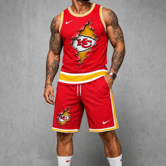 KC Premium NFL Game Day Football Fan Tank Top and Shorts Set 1706